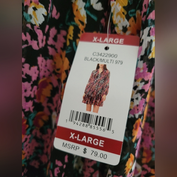 NWT Vince Camuto Black And Pink Floral Dress Size XL - Picture 12 of 14